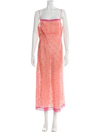 Pre-owned Dosa Silk Long Dress In Orange