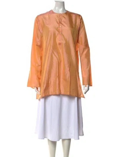 Pre-owned Dosa Silk Long Dress In Orange