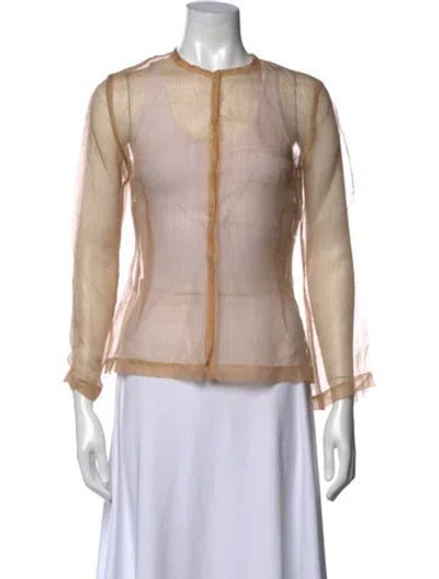 Pre-owned Dosa Silk Long Sleeve Top In Neutrals