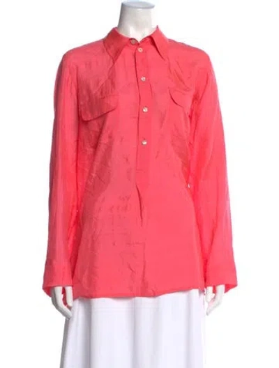 Pre-owned Dosa Silk Long Sleeve Top In Pink