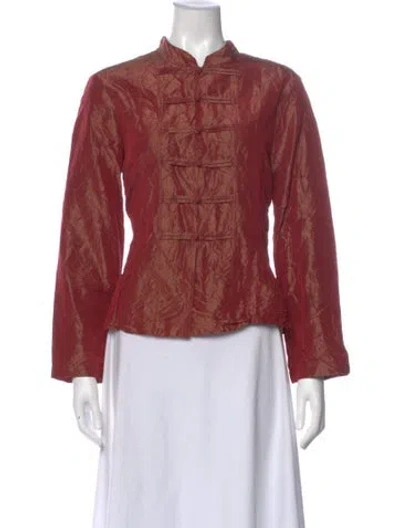 Pre-owned Dosa Silk Long Sleeve Top In Red