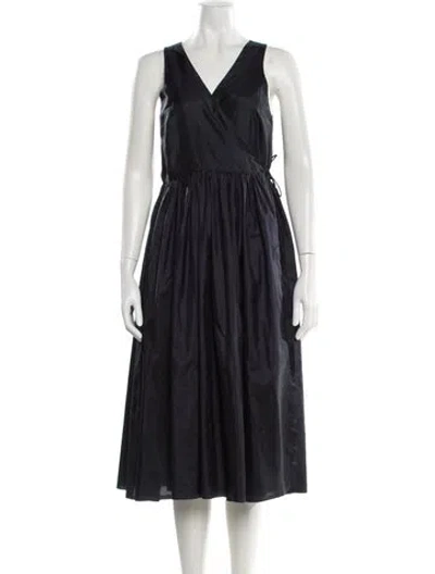Pre-owned Dosa Silk Midi Length Dress In Black