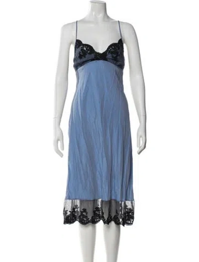 Pre-owned Dosa Silk Midi Length Dress In Blue