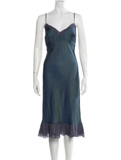 Pre-owned Dosa Silk Midi Length Dress In Blue