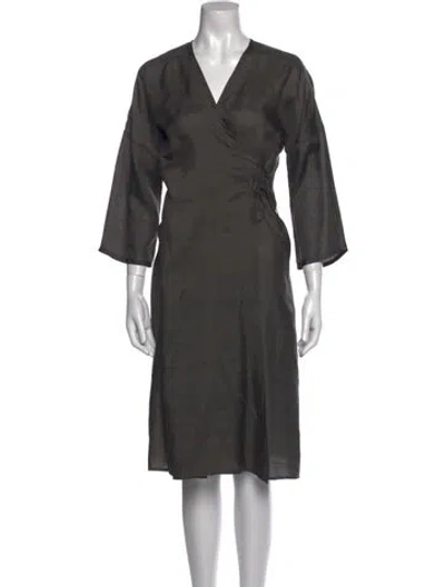Pre-owned Dosa Silk Midi Length Dress In Gray
