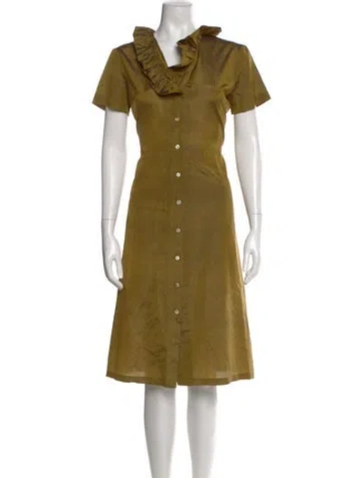 Pre-owned Dosa Silk Midi Length Dress In Green