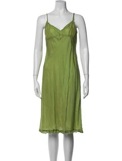 Pre-owned Dosa Silk Midi Length Dress In Green