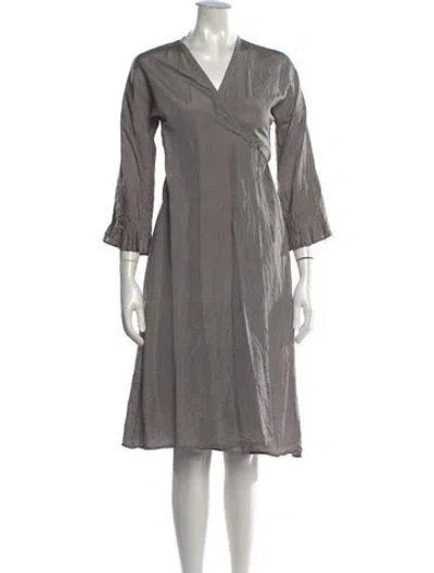 Pre-owned Dosa Silk Midi Length Dress In Grey