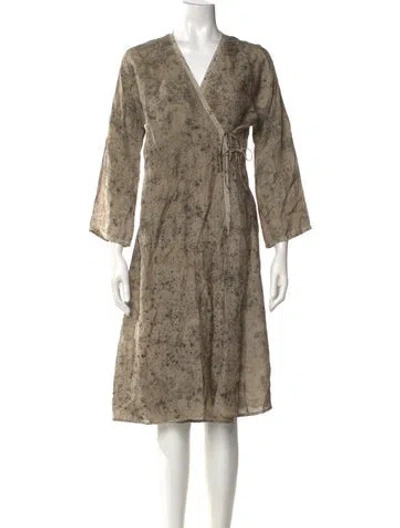 Pre-owned Dosa Silk Midi Length Dress In Neutral