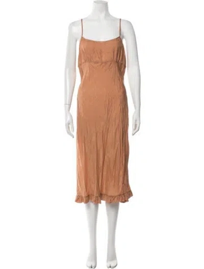 Pre-owned Dosa Silk Midi Length Dress In Orange