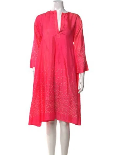 Pre-owned Dosa Silk Midi Length Dress In Pink