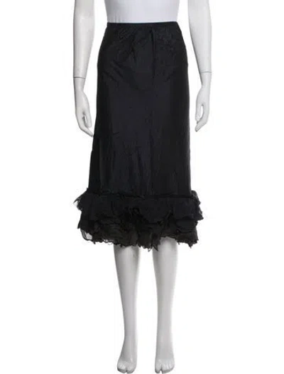 Pre-owned Dosa Silk Midi Length Skirt In Black