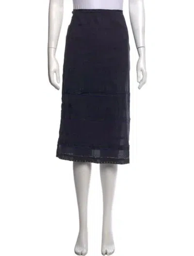 Pre-owned Dosa Silk Midi Length Skirt In Blue