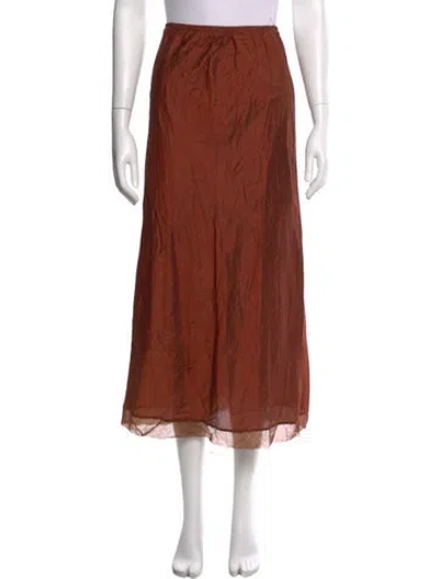 Pre-owned Dosa Silk Midi Length Skirt In Brown