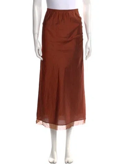 Pre-owned Dosa Silk Midi Length Skirt In Brown
