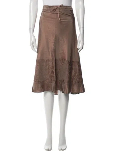 Pre-owned Dosa Silk Midi Length Skirt In Brown