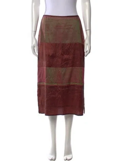 Pre-owned Dosa Silk Midi Length Skirt In Brown