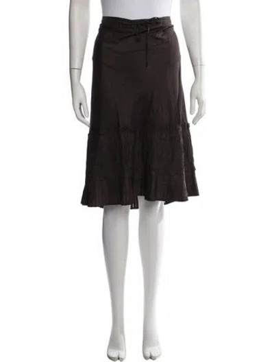Pre-owned Dosa Silk Midi Length Skirt In Brown