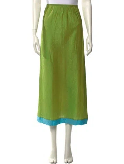 Pre-owned Dosa Silk Midi Length Skirt In Green