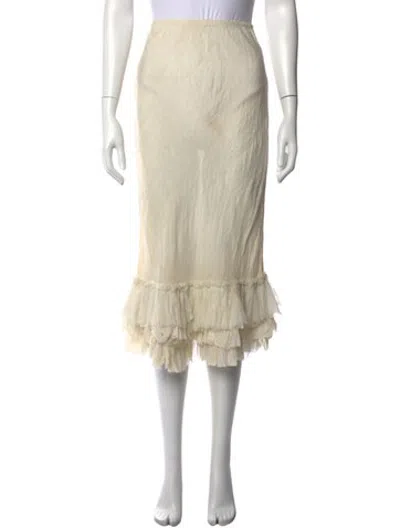 Pre-owned Dosa Silk Midi Length Skirt In Neutrals
