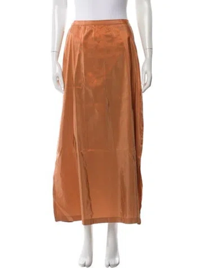 Pre-owned Dosa Silk Midi Length Skirt In Orange