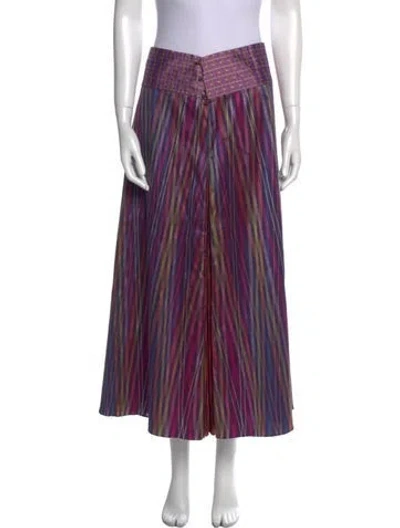 Pre-owned Dosa Silk Midi Length Skirt In Purple