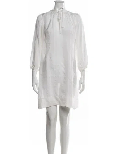 Pre-owned Dosa Silk Mini Dress In Neutrals/white
