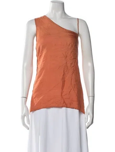 Pre-owned Dosa Silk One-shoulder Top In Orange