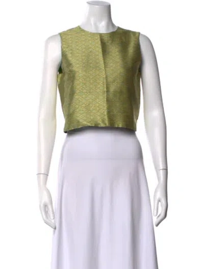 Pre-owned Dosa Silk Patterned Crop Top In Neutrals