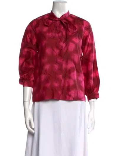 Pre-owned Dosa Silk Printed Blouse In Red