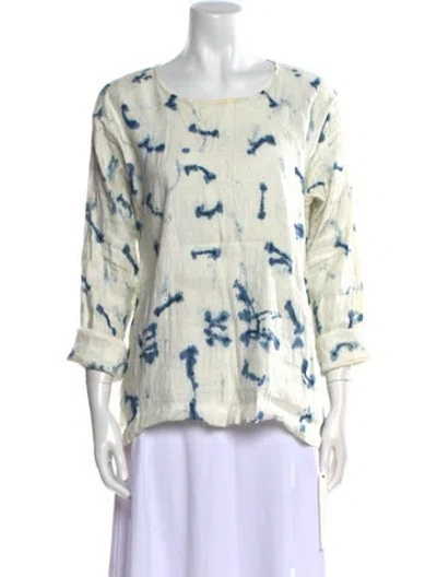 Pre-owned Dosa Silk Printed Blouse In White