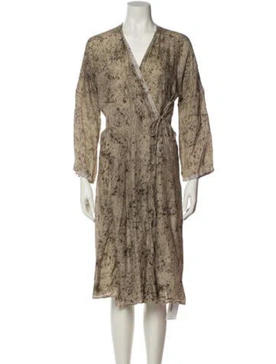 Pre-owned Dosa Silk Printed Nightgown In Neutral