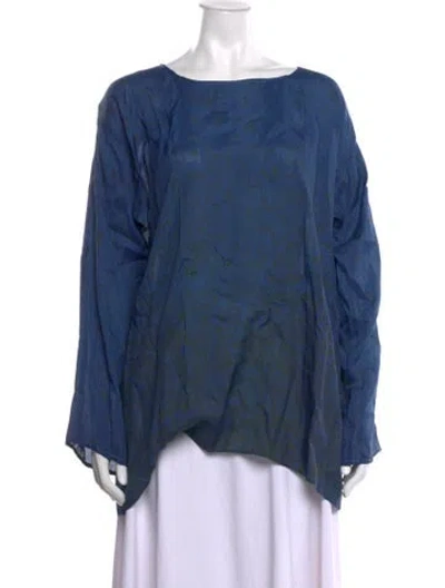 Pre-owned Dosa Silk Printed Top In Blue