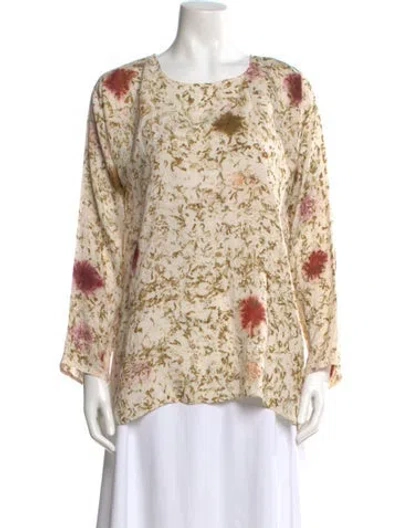 Pre-owned Dosa Silk Printed Top In Neutral