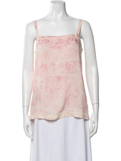 Pre-owned Dosa Silk Printed Top In Pink