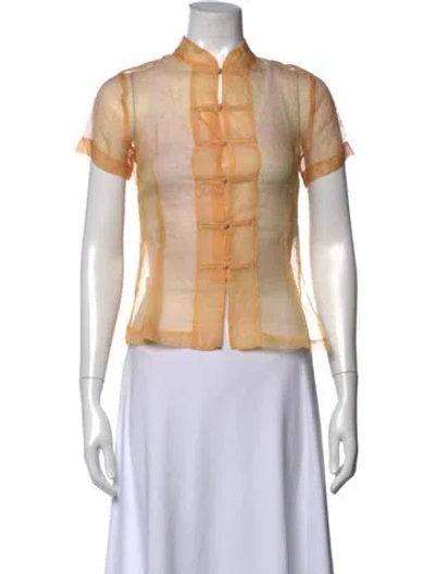 Pre-owned Dosa Silk Short Sleeve Top In Orange