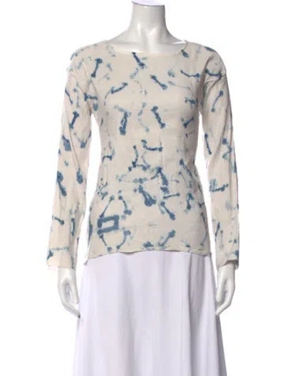 Pre-owned Dosa Silk Tie-dye Print Top In White