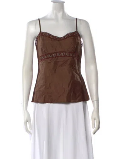 Pre-owned Dosa Silk V-neck Top In Neutrals