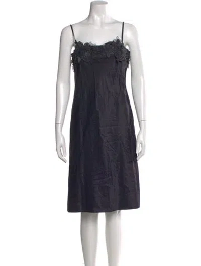 Pre-owned Dosa Square Neckline Knee-length Dress In Blue