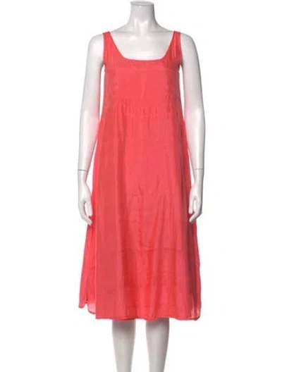 Pre-owned Dosa Square Neckline Midi Length Dress In Pink