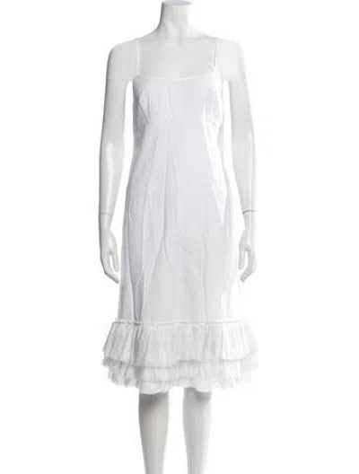 Pre-owned Dosa Square Neckline Midi Length Dress In White