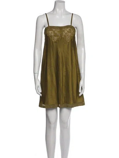 Pre-owned Dosa Square Neckline Mini Dress In Green