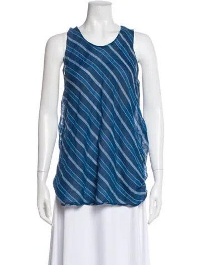 Pre-owned Dosa Striped Crew Neck Top In Blue