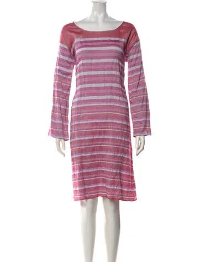Pre-owned Dosa Striped Knee-length Dress In Pink