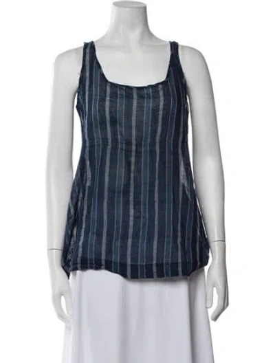 Pre-owned Dosa Striped Scoop Neck Top In Blue
