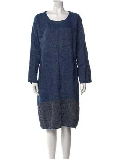 Pre-owned Dosa Tweed Pattern Knee-length Dress In Blue