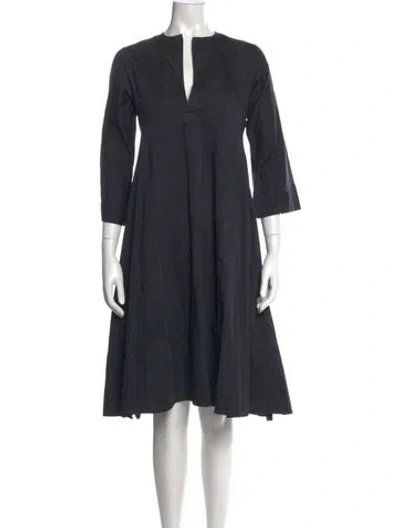 Pre-owned Dosa V-neck Knee-length Dress In Blue