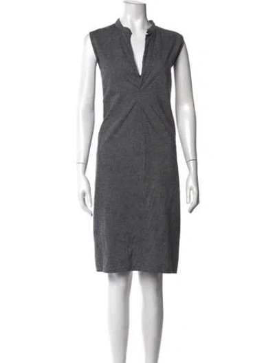 Pre-owned Dosa V-neck Knee-length Dress In Grey