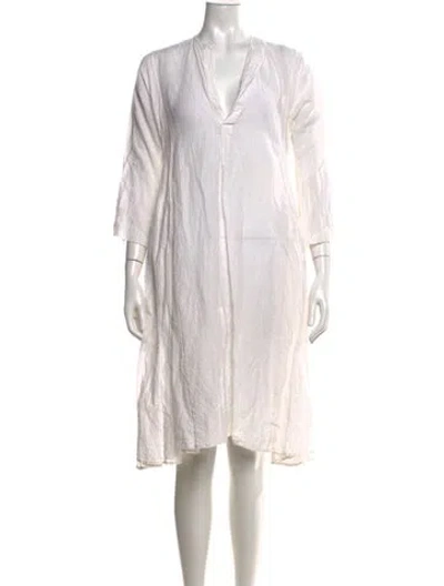 Pre-owned Dosa V-neck Knee-length Dress In White