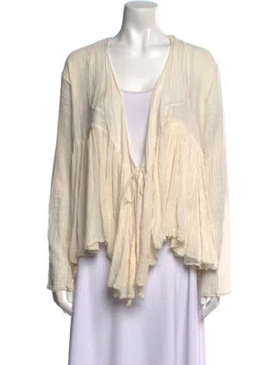 Pre-owned Dosa V-neck Long Sleeve Blouse In Neutral